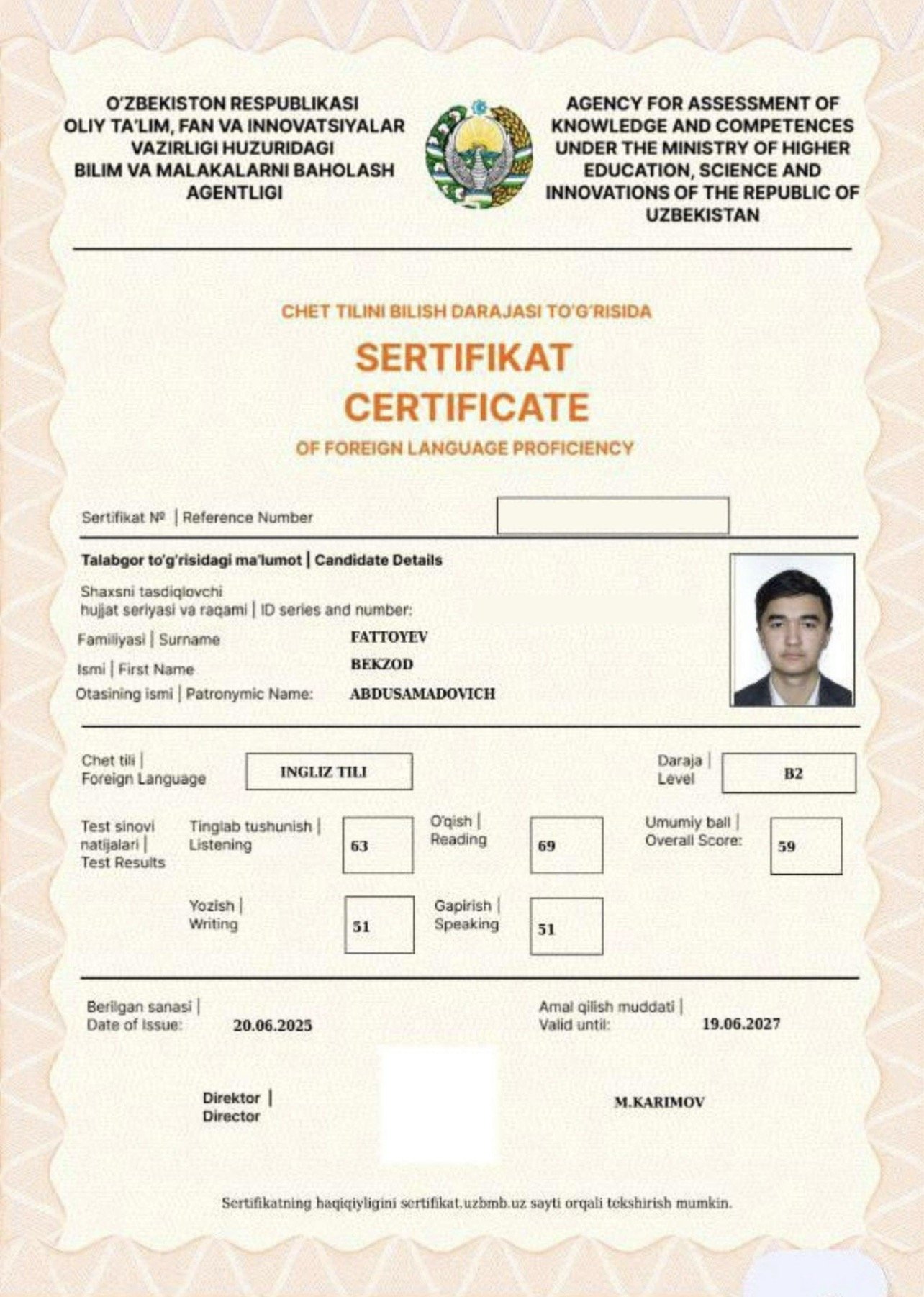 Bekzod certificate