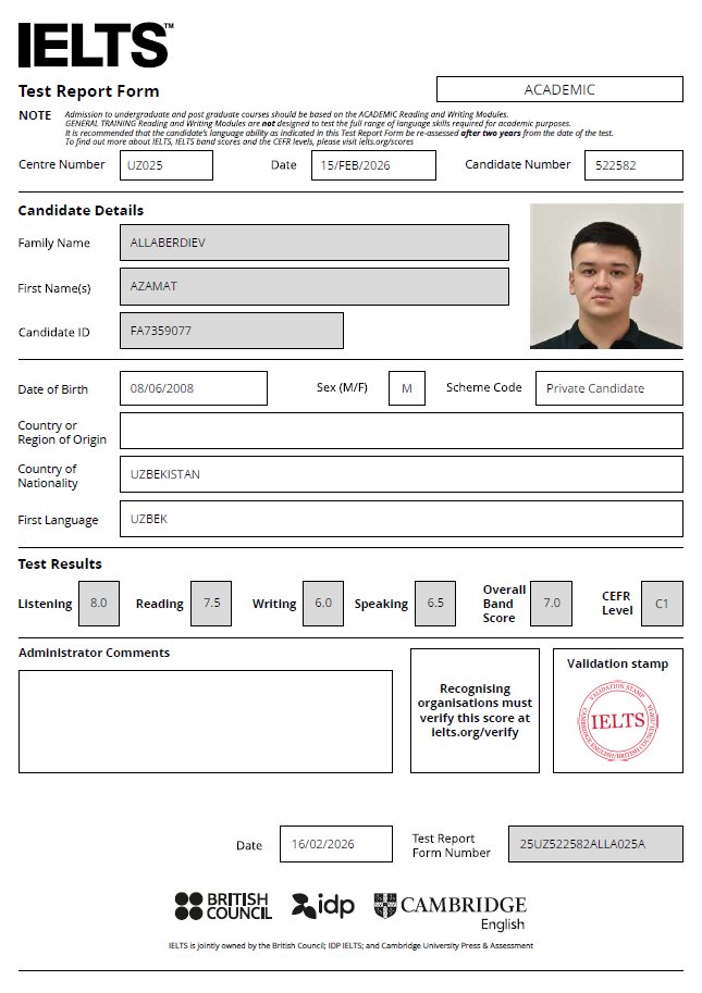 Azamat certificate